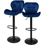 ML-Design Barhocker 2er Set, aus Samt, Blau, Metall, 41x110x47 cm, Esszimmer, Barmöbel, Barhocker