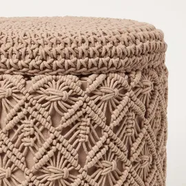 Homescapes Hocker Indy Stoff 41 x 43 x 41 cm Braun