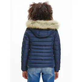 Tommy Hilfiger Daunenjacke TOMMY JEANS "BASIC HOODED DOWN JACKET", Damen, Gr. XS (34), blau (twilight navy), Web, Obermaterial: 100% Polyester.