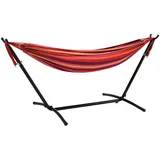 Woma Hängematte WOMA Outdoor Hängematte für 2 Personen (Stück, 1 St., Doppel Hängematte), Doppel Hängeliege 200 x 150 cm mit Metall Gestell rot