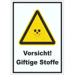 Vorsicht Giftige Stoffe Aufkleber A9 (37x52mm)