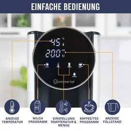 sommertal HW400 Heißwasserspender Businessline, XXL Version mit abnehmbaren 4L Tank, instant heißes Wasser 45-100°C, Touchdisplay, Babynahrung