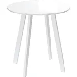 MODFU Esstisch rund 72x72x75 cm Hochglanz MDF Weiß für Küche Esszimmer mit Metallbeinen, kompakt für 2 Personen, vielseitig als Beistelltisch