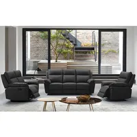 Relaxgarnitur 3+2+1 - Büffelleder - Schwarz - PAKITA