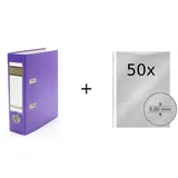 Livepac Office Ordner / DIN A5 / 75mm / Farbe: lila + 50 Prospekthüllen