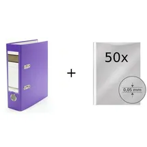 Livepac Office Ordner / DIN A5 / 75mm / Farbe: lila + 50 Prospekthüllen