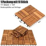 Clanmacy Holzfliesen Terrassenfliesen 30x30cm, Balkonfliesen 1-10, Akazienholz - 3qm, 33er Set, 30x30cm = 1qm pro Fliese, rutschfest, Stecksystem, langlebig