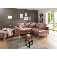 Home Affaire Ecksofa Rice, mit Hocker", und Zier-/Rückenkissen, rosa