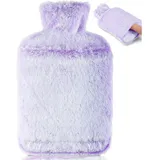 luxuskollektion Wärmflasche 2L Auslaufsicher Naturkautschuk Kängurutasche Violett