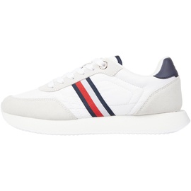 Tommy Hilfiger Damen Runner Sneaker Essential Runner Global Stripes Sportschuhe, Weiß (White), 40