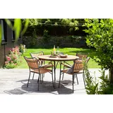 Gardenson Gartentisch, Anthrazit, Teak, Holz, Teakholz, vollmassiv, rund, Rundrohr, 110x74x110 cm, rostfrei, wetterbeständig, Gartenmöbel, Gartentische, Gartentische