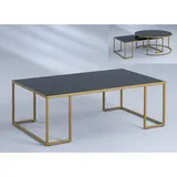 M2 Kollektion Matteo 2 Couchtisch/Sofatisch, Glas, Gold/schwarz, 102x36x61cm