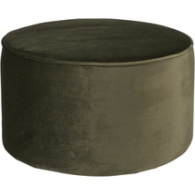 Woood Sara Hocker Ø 60 cm - Niedriger Pouf Sitzhocker Rund aus Samtstoff Fußbank Sitzpouf - Warmes Grün - 36x60x60 cm