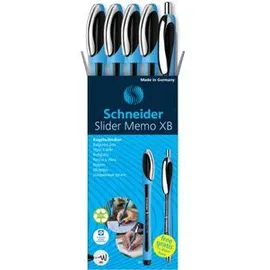Schneider Kugelschreiber Slider Memo hellblau/schwarz, Schreibfarbe: schwarz, 4 St. + GRATIS Schneider Kugelschreiber Slider Rave XB