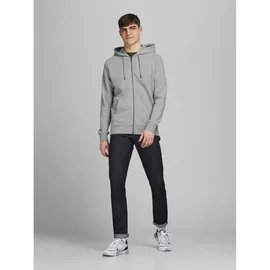 JACK & JONES Basic Reißverschlusspullover Light Grey Melange / Regular Fit XL