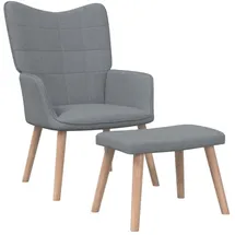 vidaXL Relaxsessel mit Hocker Polyester 63,5 x 95,5 x 66 cm Hellgrau