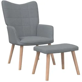 vidaXL Relaxsessel mit Hocker Polyester 63,5 x 95,5 x 66 cm Hellgrau