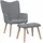 vidaXL Relaxsessel mit Hocker Polyester 63,5 x 95,5 x 66 cm Hellgrau