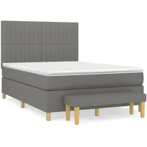 vidaXL Boxspringbett mit Matratze Dunkelgrau 140x200 cm Stoff