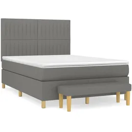vidaXL Boxspringbett mit Matratze Dunkelgrau 140x200 cm Stoff