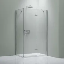 Bernstein Duschkabine Eckdusche 8 mm Nano Echtglas DX403 - Breite wählbar, Montage:Tür nach rechts öffnend, Breite Türelement:80cm, Breite Glas feststehe...