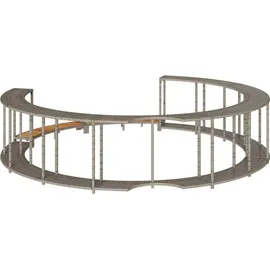 vidaXL Whirlpool-Umrandung mit Stauraum Holztreppe Grau Poly Rattan