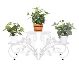 Pflanzenständer Pflanzenregal mit 4 Ablagen: Blumenregal aus Metall,für Innen Balkon Wohzimmer Outdoor Garten Dekor 93x40x23cm