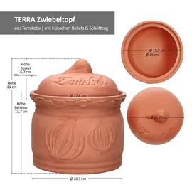 Mambocat Terra Zwiebeltopf aus Terrakotta Ø 17,8cm Aufbewahrungsbox Ton
