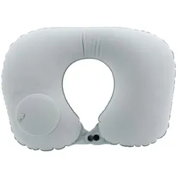 Intirilife Aufblasbares Nackenkissen in GRAU - 16 x 12 x 5 cm - Nackenhörnchen zum Aufblasen mit Druckknopf Verschluss mit ergonomischer Form