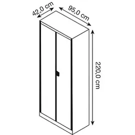 Mauser Stahlschrank entero BF4/22 STG 9010/9010 reinweiß 95,0 x 42,0 x 220,0 cm, aufgebaut