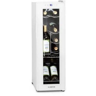 Klarstein Shiraz 12 Slim Uno Weinkühlschrank 32l/12Fl.Touch 85 W 5-18 °C LED Weißes Glas