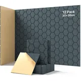 12 Stück Akustikplatten Selbstkleben, Schallabsorber, 30x30x0.9cm, Schalldämmung Wand tür Decken, Akustikpaneele für Gaming Deko, Büros, Studios, Schallschutzplatten (Dunkelgrau)