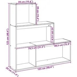 vidaXL Bücherregal 3 Stufen 123 x 29 x 123 cm Weiß