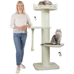 Premium Kratzbaum Grosse Katzen Stabil 'Freddy' – 150 cm Großer Katzenbaum   Creme