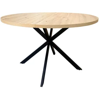 Mid.you Esstisch, Schwarz, Eiche, Metall, Holzwerkstoff, rund, Flachrohr, 120x75x120 cm, Bsci, Esszimmer, Tische, Esstische, Esstische rund