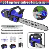 Akku-Kettensäge 16" Elektro Kettensägen 6000W Handkettensäge mit Ladegerät Akku