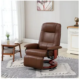 Homcom Relaxsessel Kunstleder 360° drehbar 75 x 100 x 80 cm Braun mit Liegefunktion