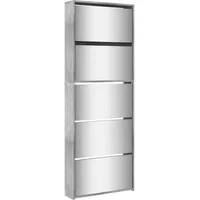 VidaXL Schuhschrank mit Spiegel 5 Fächer Betongrau 63x17x169,5 cm