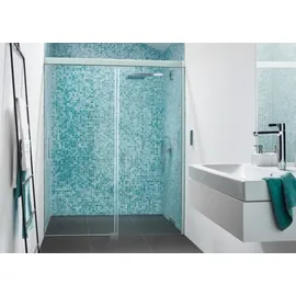 Koralle S600Plus Schiebetüre in Nische DSN2 170 L, Festelement links, 1700mm, V113117020QA1, Duschkabine: Profil/Blende: Silber hochglanz/Hochglanz, Glas: ESG