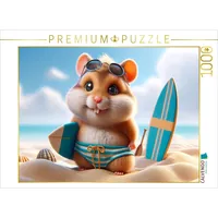 Calvendo Puzzle Sonnige Strandtage: Der Surf-Hamster und sein Sandabenteuer