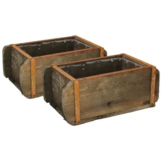 UNUS Deko Pflanztopf Ziegelform aus Holz im 2er Set