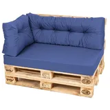 TexDeko Palettenkissen Set Modell: Comfort 3-TLG, Palettenkissen Set wasserabweisend, Premium Qualität, pflegeleicht blau