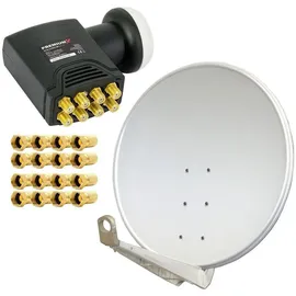 PremiumX DELUXE100 Satellitenantenne 100 cm Aluminium in Hellgrau Offset Antenne HDTV 3D 4K DELUXE Octo LNB Sat