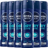 NIVEA Deodorant Men Dry Active Deo Spray, 6 x