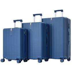 Ulife Trolleyset Kofferset Handgepäck Reisekoffer ABS-Material, TSA Zollschloss, 4 Rollen, (3 tlg) blau