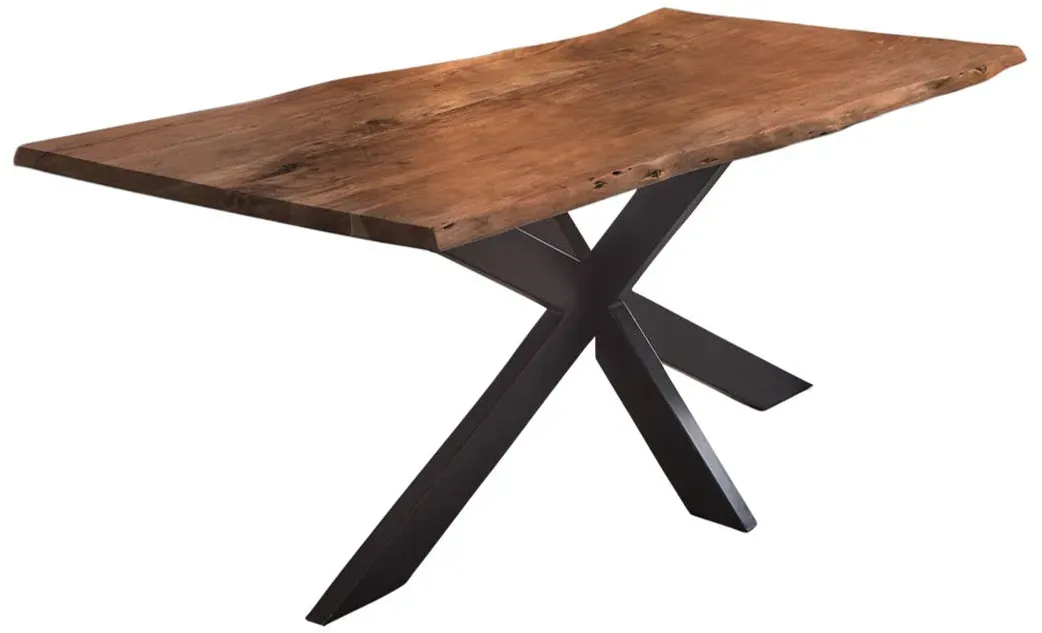 Esstisch Baumkante Akazie nussbaumfarben 160 x 85 cm Spider-Gestell schwarz TABEA
