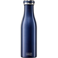 Lurch 240852 Isolierflasche/Thermoflasche für heiße und kalte Getränke aus doppelwandigem Edelstahl 0,5l, blau-metallic