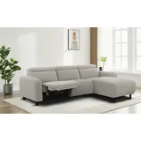 OTTO home Ecksofa OTTO HOME "SKAANE Struktur, L-Form, 274 cm, manuelle/elektrische Relaxfunktion", grau (hellgrau), B:274cm H:100cm T:181cm, 100% Polyester, Sofas, Ecksofa, rundes Design, Kopfteilverstellung, Federkernpolsterung