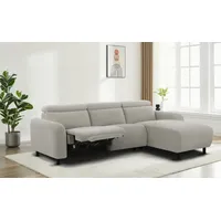 OTTO home Ecksofa OTTO HOME "SKAANE Struktur, L-Form, 274 cm, manuelle/elektrische Relaxfunktion", grau (hellgrau), B:274cm H:100cm T:181cm, 100% Polyester, Sofas, Ecksofa, rundes Design, Kopfteilverstellung, Federkernpolsterung