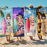 MJARTORIA Personalisiert Strandtuch Microfaser Badetuch Groß mit Namen Damen, BFF Dress-Up Beach Towel Handtuch Stranddecke Schnelltrocknend für Reise Schwimmen Yoga Fitness (60x120cm Microfaser)